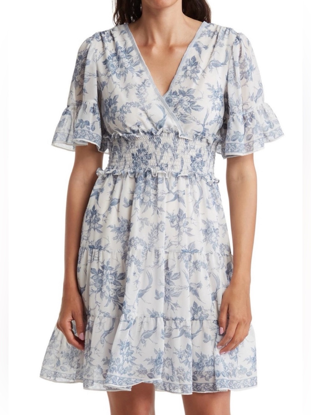 NWT Max Studio Blue & White Floral Toile Dress – XL – MSRP $138